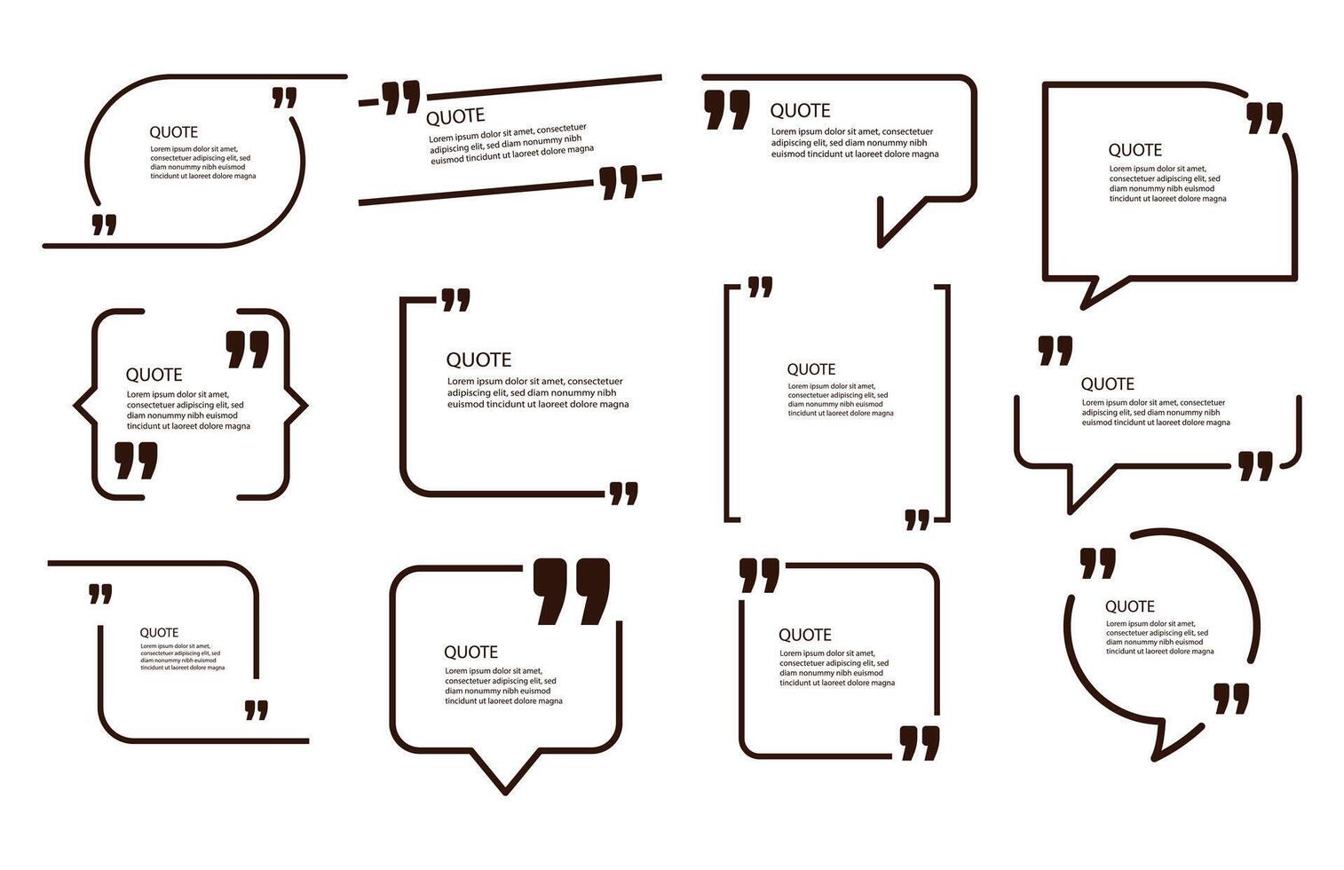 Editable quote design template outline vector