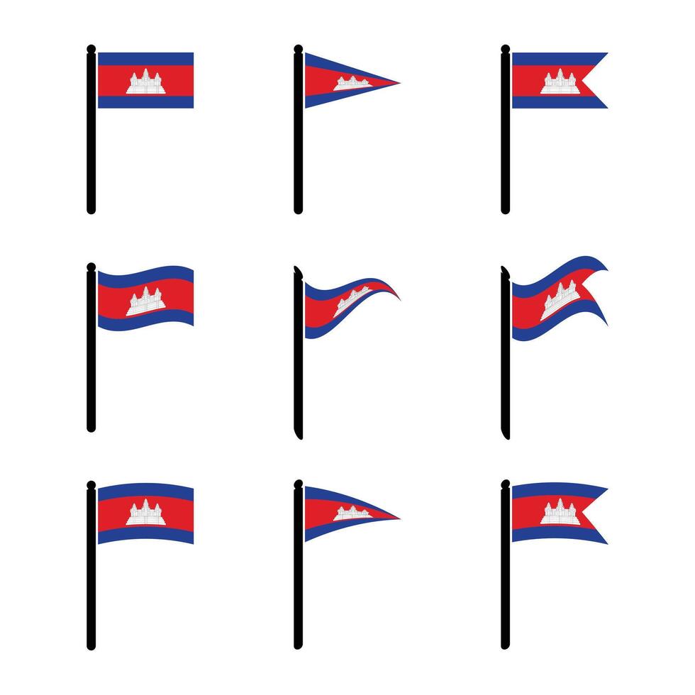 Cambodia Flag Icon Set Design vector