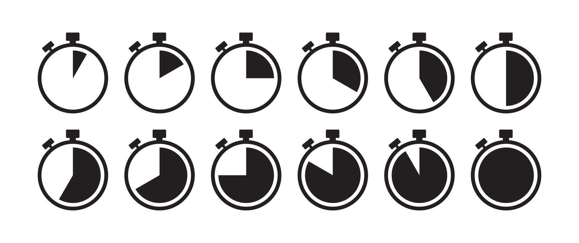 Collection of different stopwatch icon designs vector