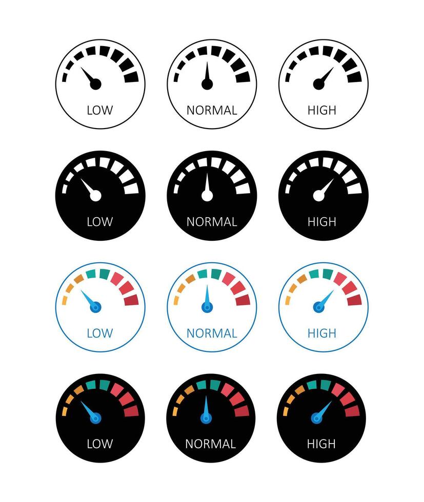 Parameter levels showing low normal high in flat style vector