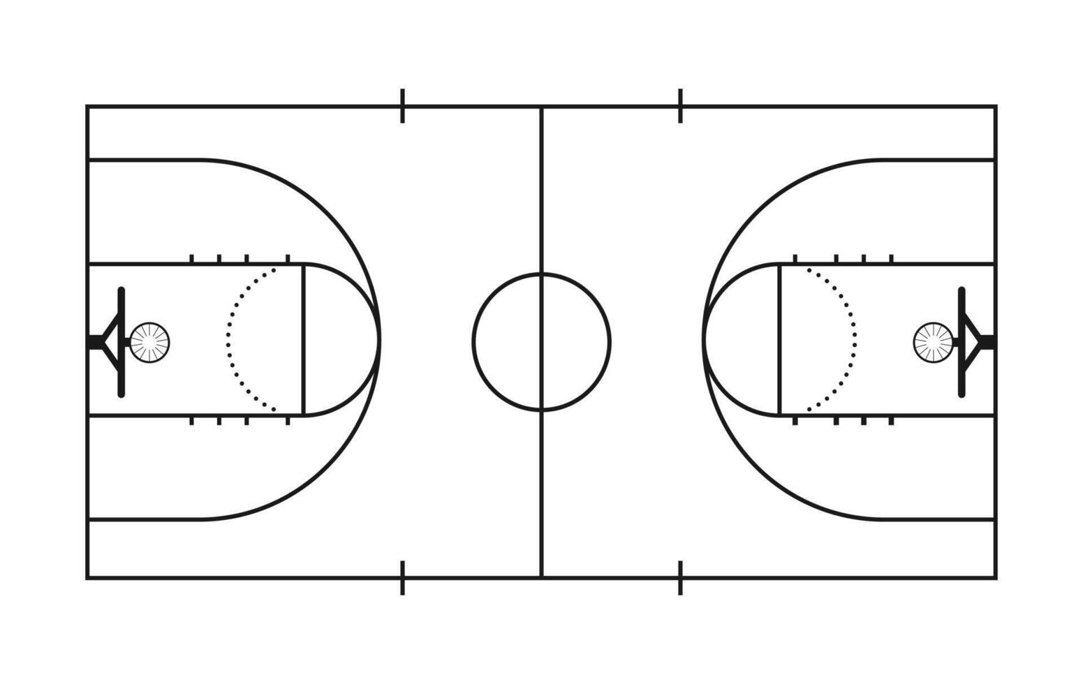Outline illustration of a basketball court for design vector