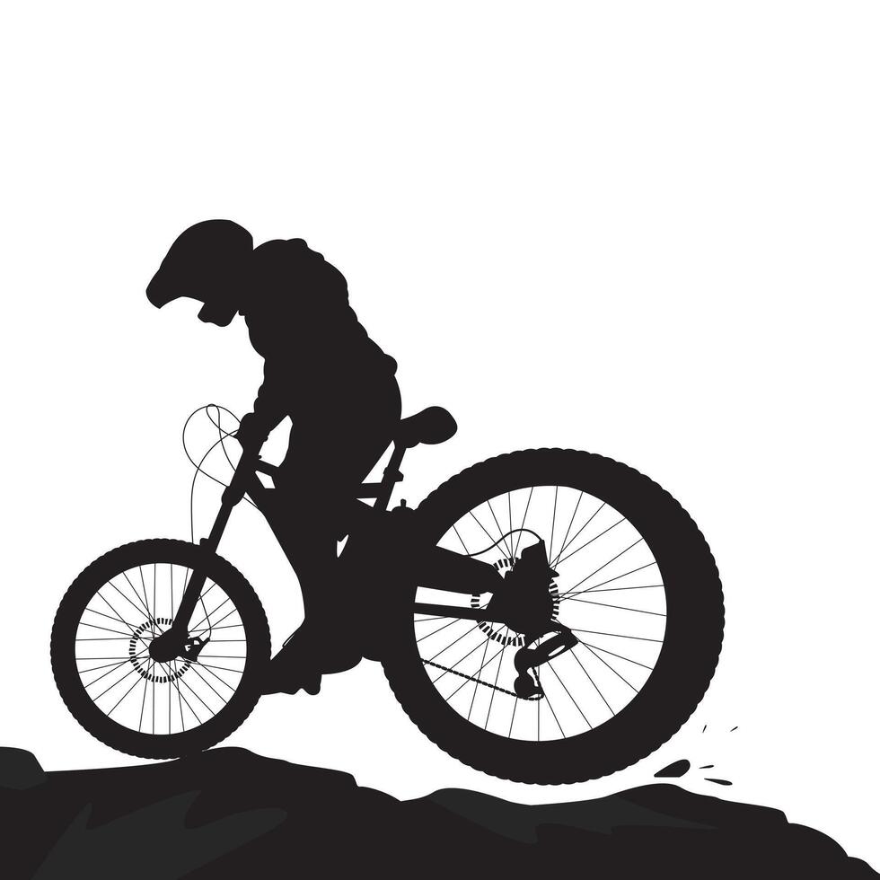 Mountain bike silhouette in action pose vector