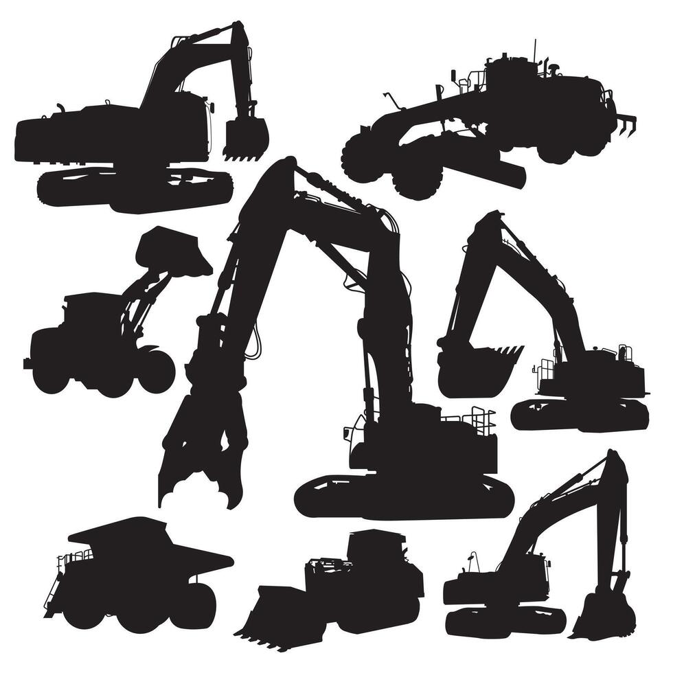 Silhouette of a construction work machine on a white background vector
