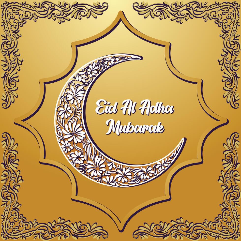 Eid al adha Background design with golden color vector