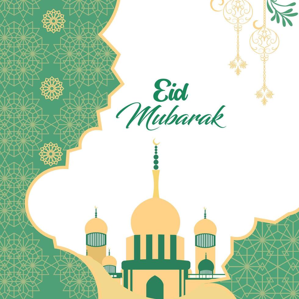 Light green Eid Mubarak background design. vector