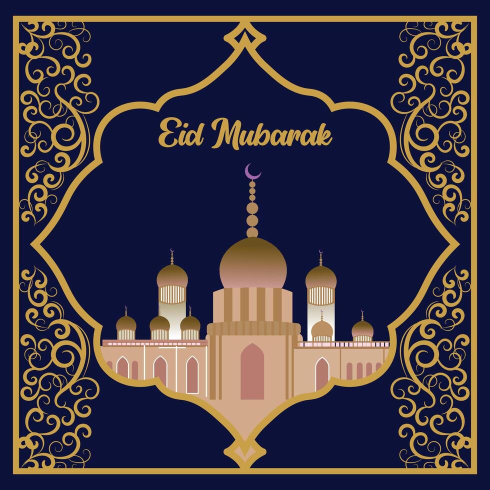 Black and golden Eid Mubarak design. vector