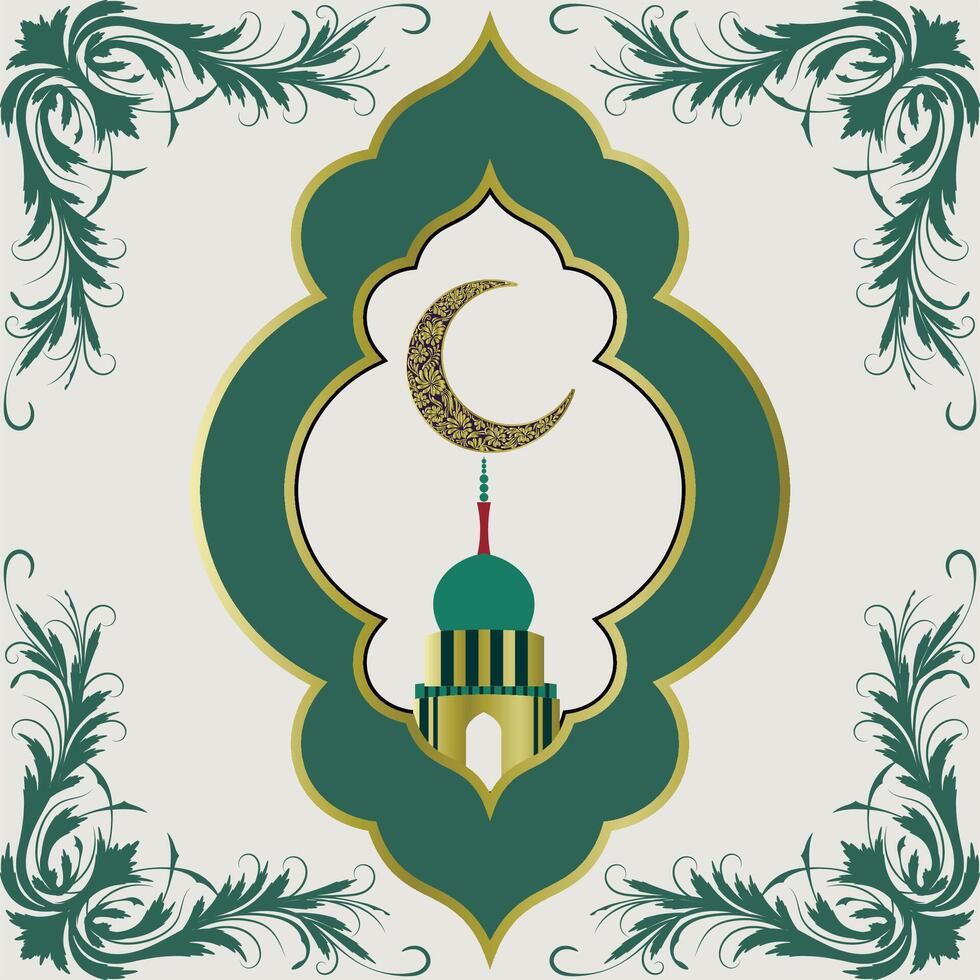 White and Green Islamic Background Design. vector