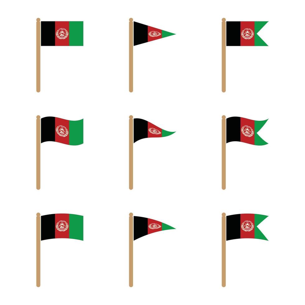 Afghanistan Flag Set With Pole vector