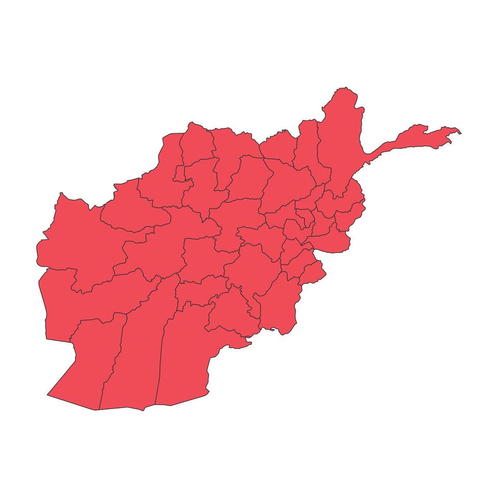 Afghanistan Map Red With Outlines vector