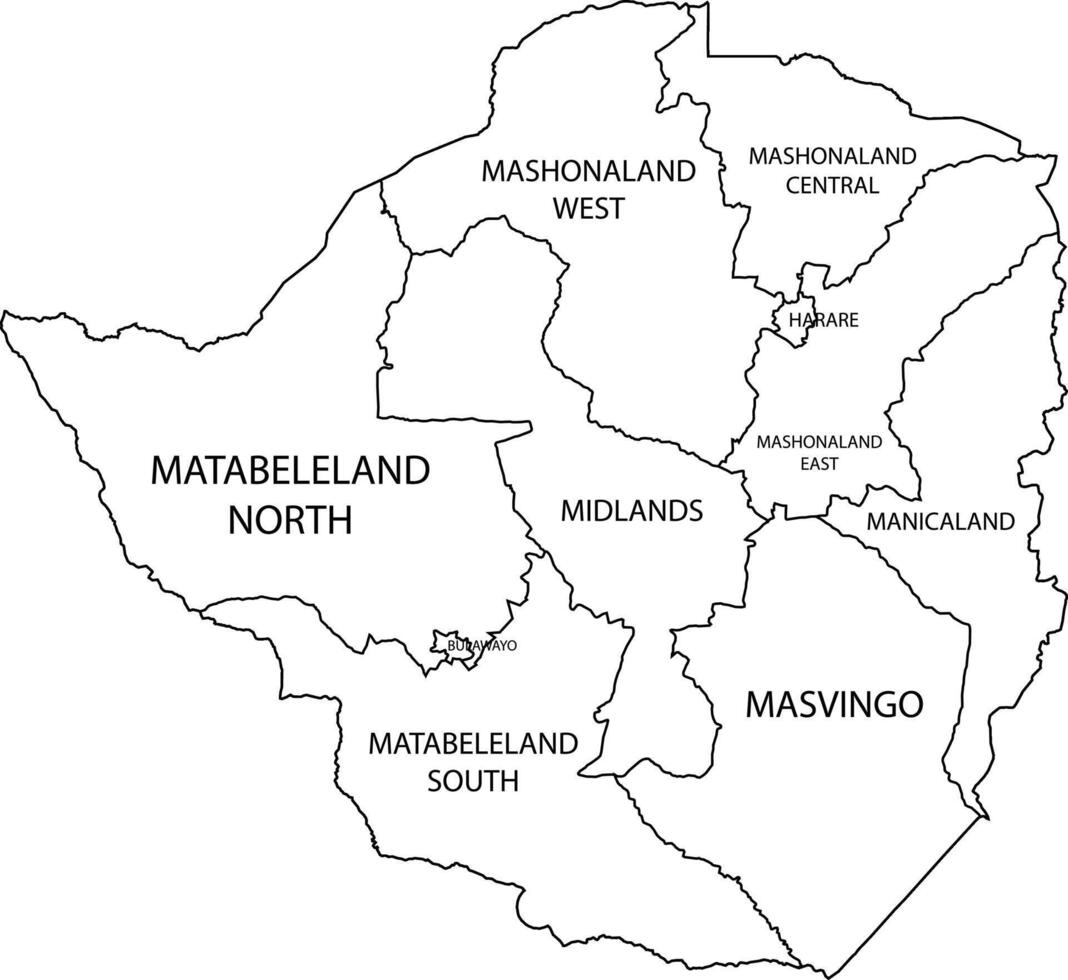 Zimbabwe Color White Area Map vector