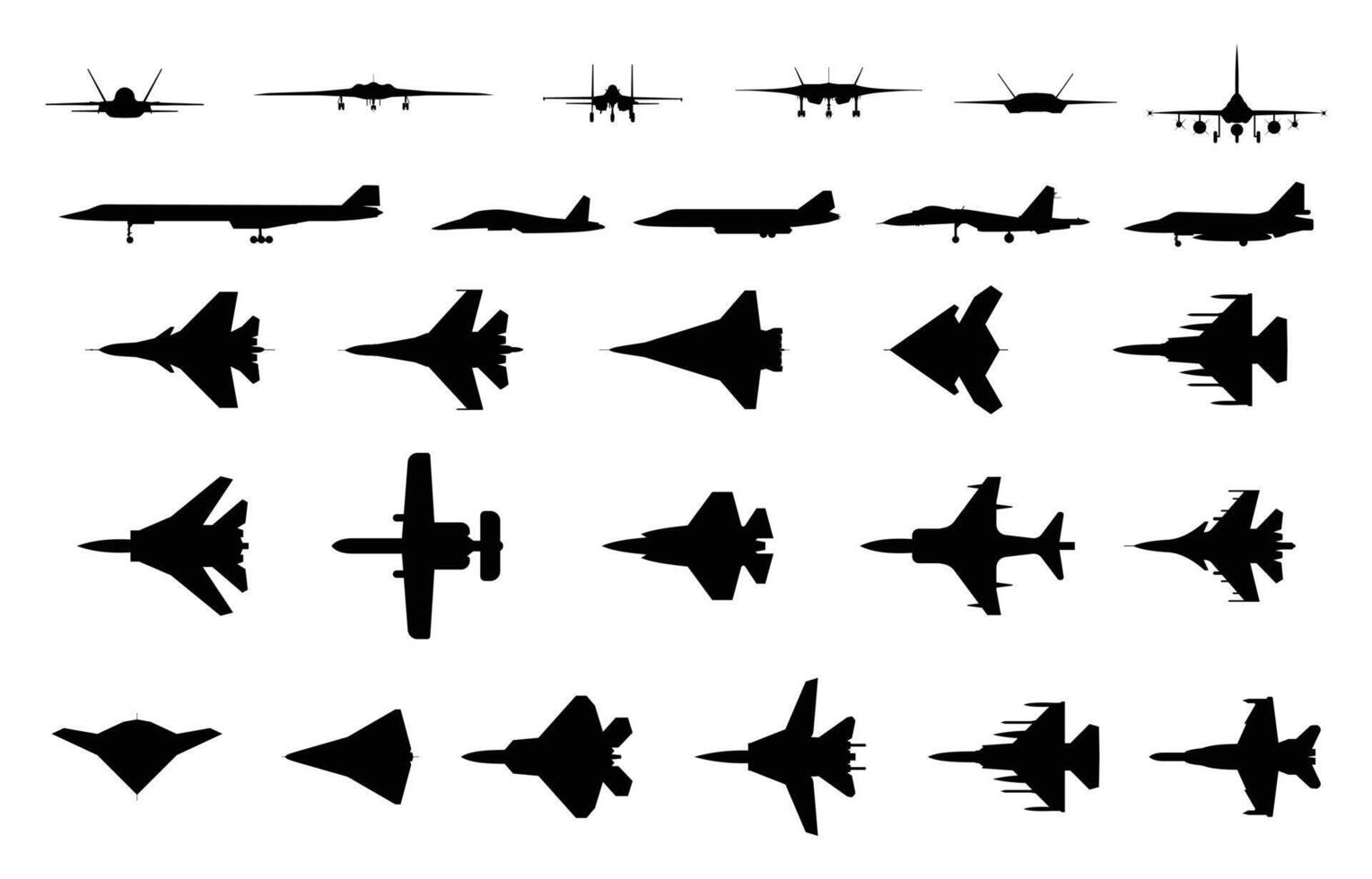 Jet Silhouette Set Design Collection vector