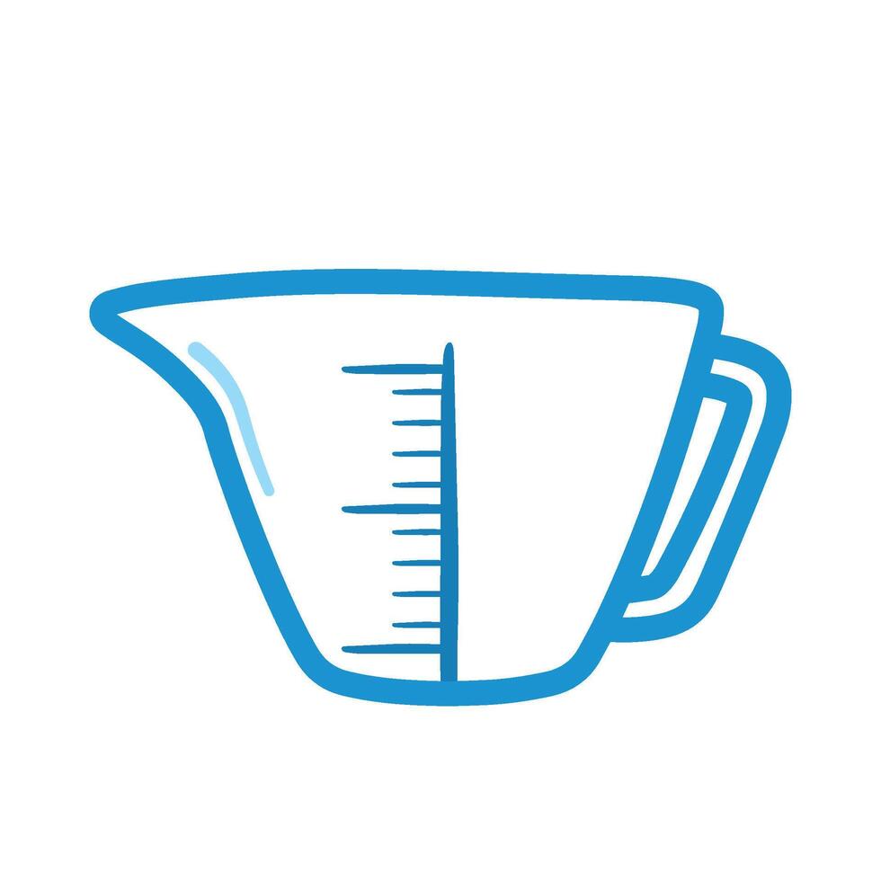 Line Art Blue Measuring Cup Cooking and Bakery in Illustration vector