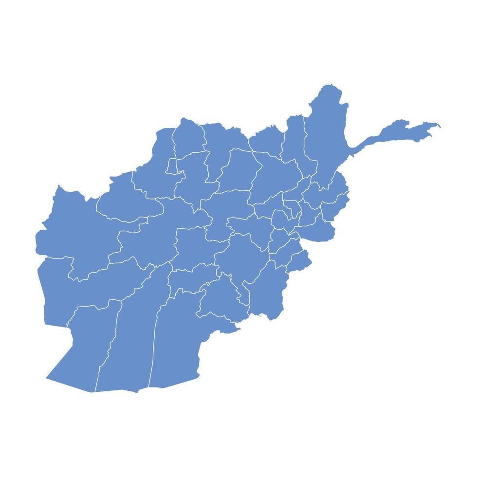 Afghanistan Map Blue With White Outlines vector