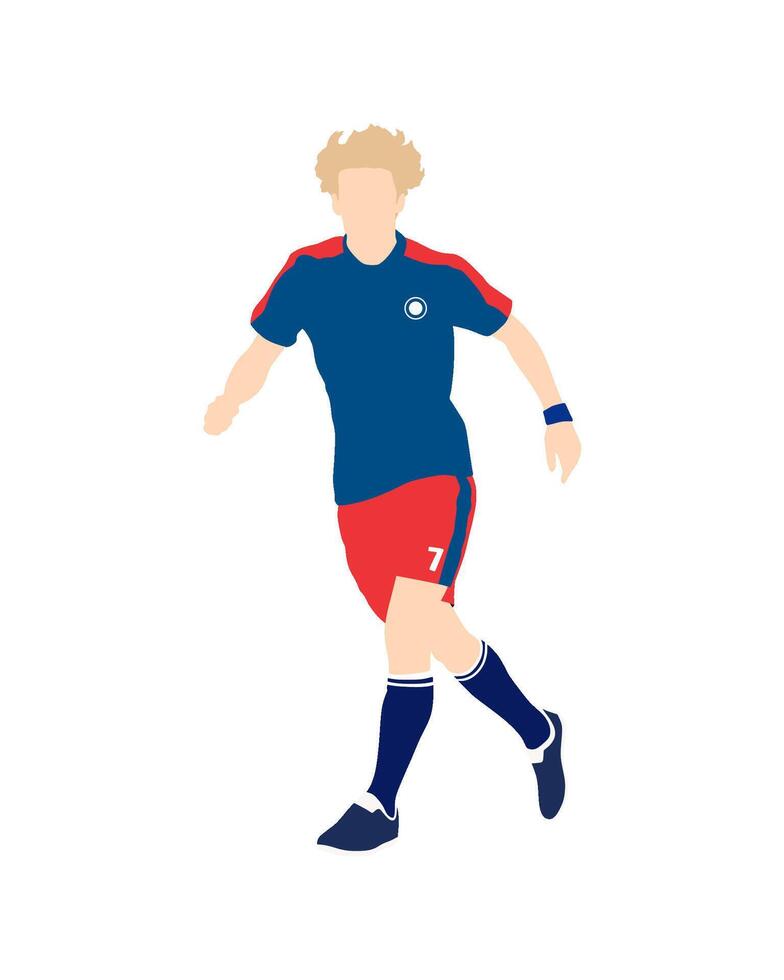 Flat art people and illustration, soccer player in action vector