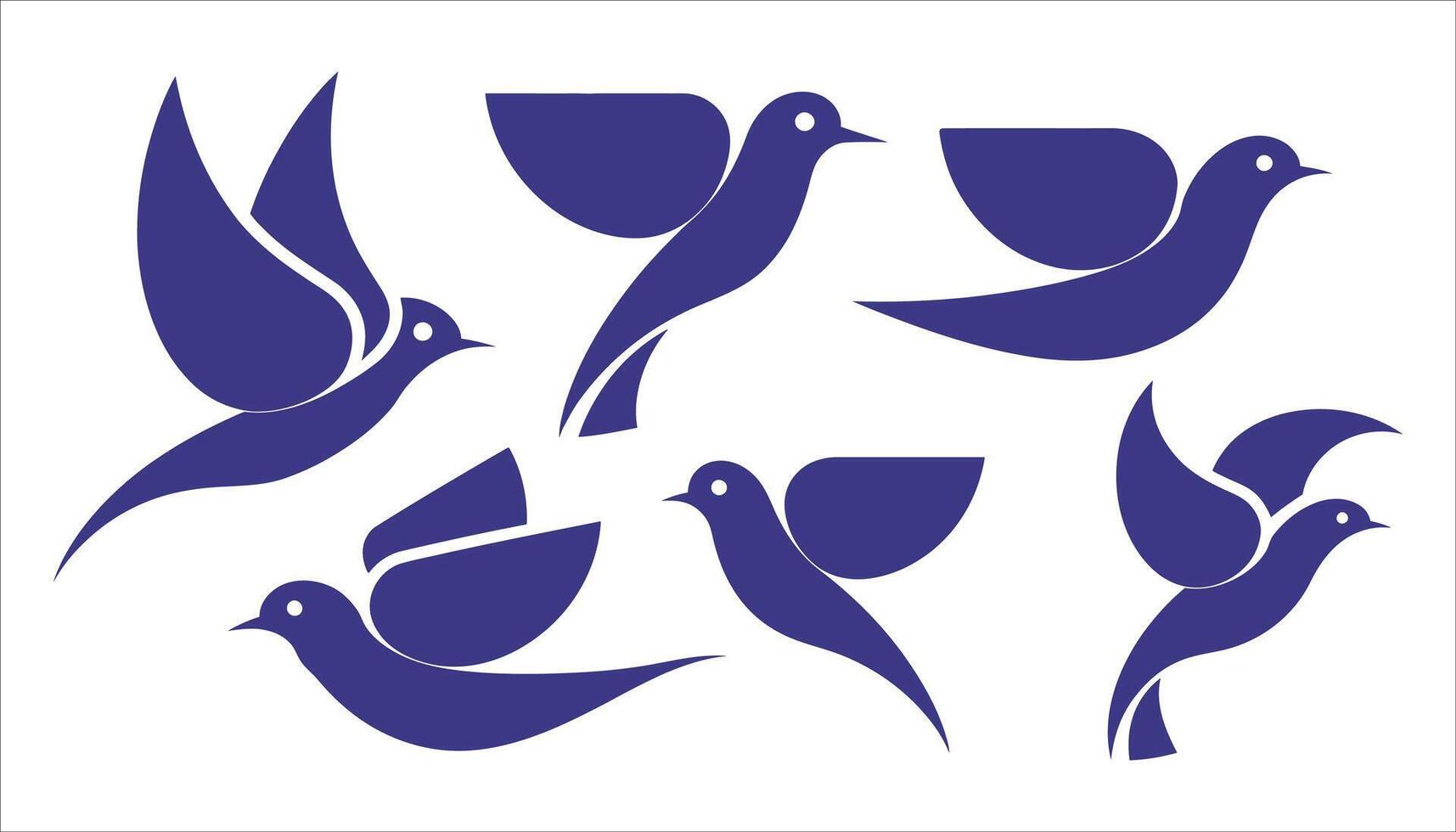 Set of Flying Birds in Minimalist Style. vector