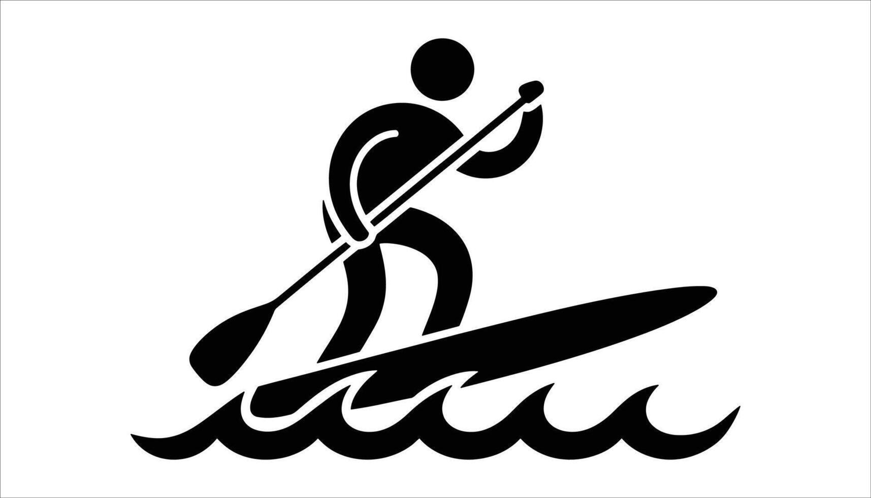 Paddleboarder Riding Waves Silhouette vector