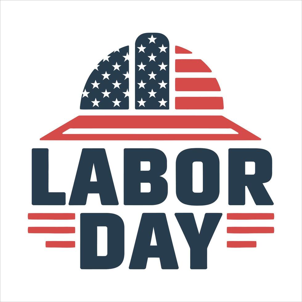 Labor Day USA Flag and Hard Hat Design vector