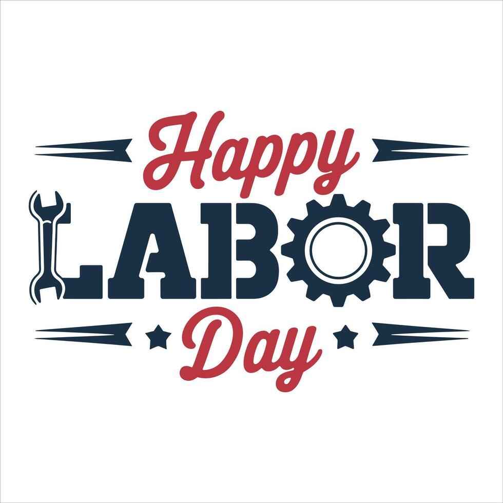 Happy Labor Day Typography with Gear and Wrench vector