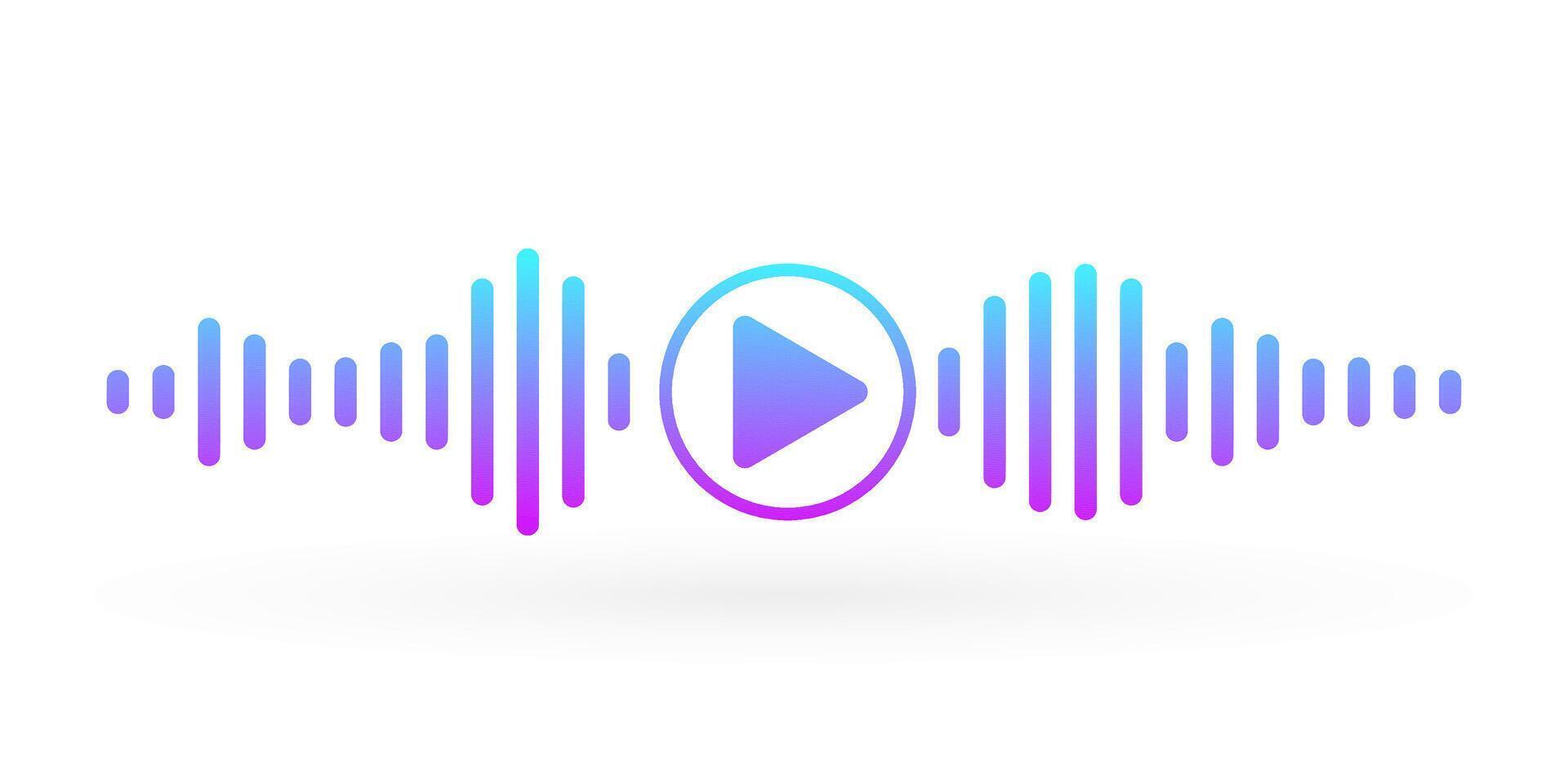 Colorful gradient soundwave with smooth motion curve. Equalizer symbol used in audio interface, podcast design, music stream visual, voice message or sound app UI layout. vector