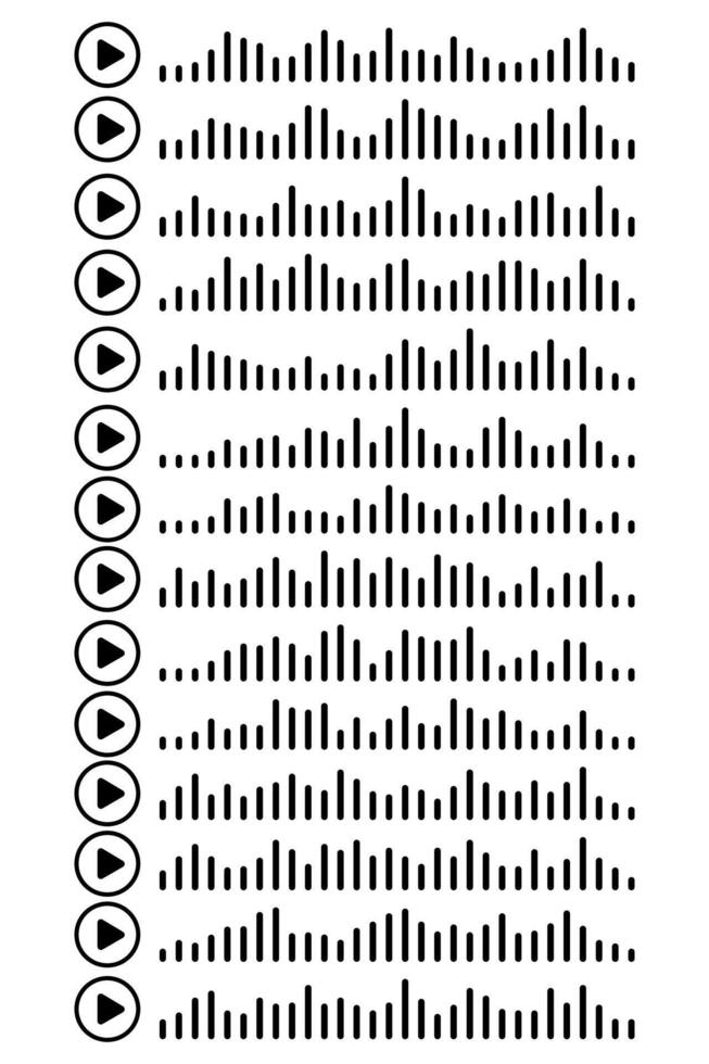 Sound icon set showing audio waves, EQ bars and podcast elements. Voice message illustration suitable for song sharing, music platforms or mobile apps vector