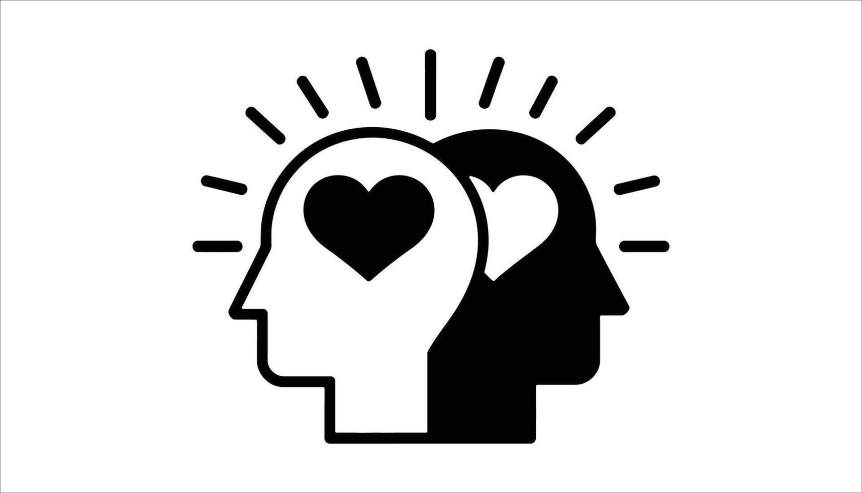 Mind and heart connection symbol, love and wisdom, illustration vector