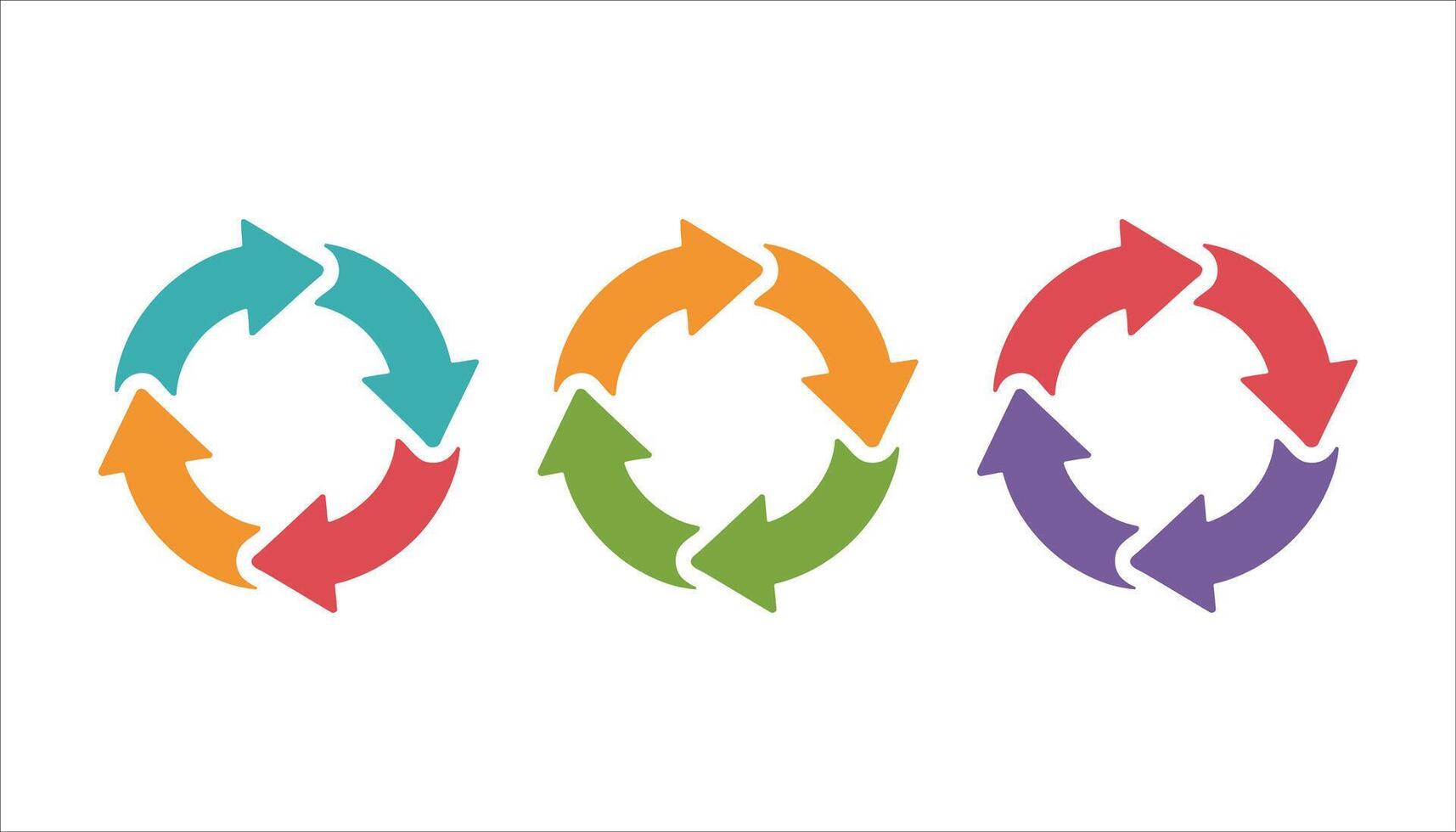 Colorful Circular Arrows Icon Set vector
