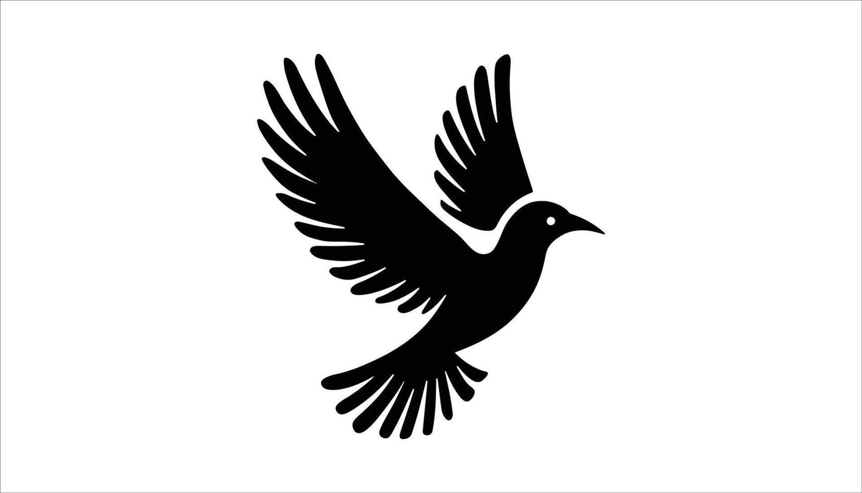 Black Silhouette of a Flying Bird with Spread Wings vector