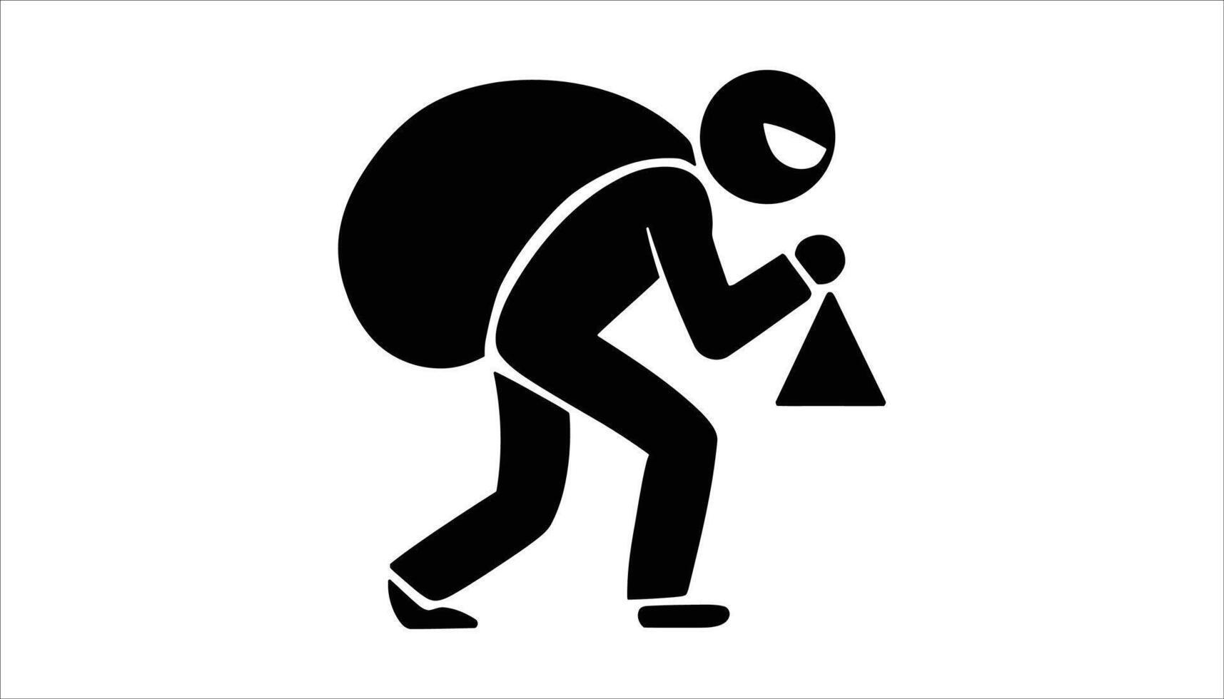 Thief Stealing Loot Bag Silhouette vector
