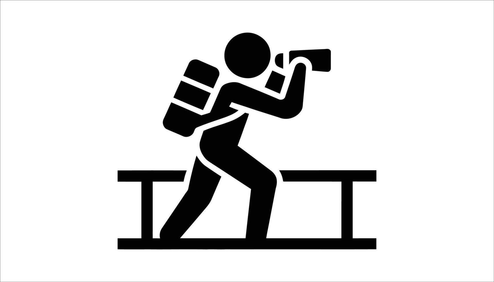 Hiker with Backpack Looking Through Binoculars Silhouette vector