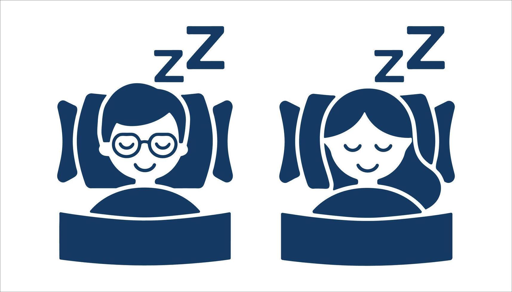 Couple sleeping in bed illustration with zzz symbols vector