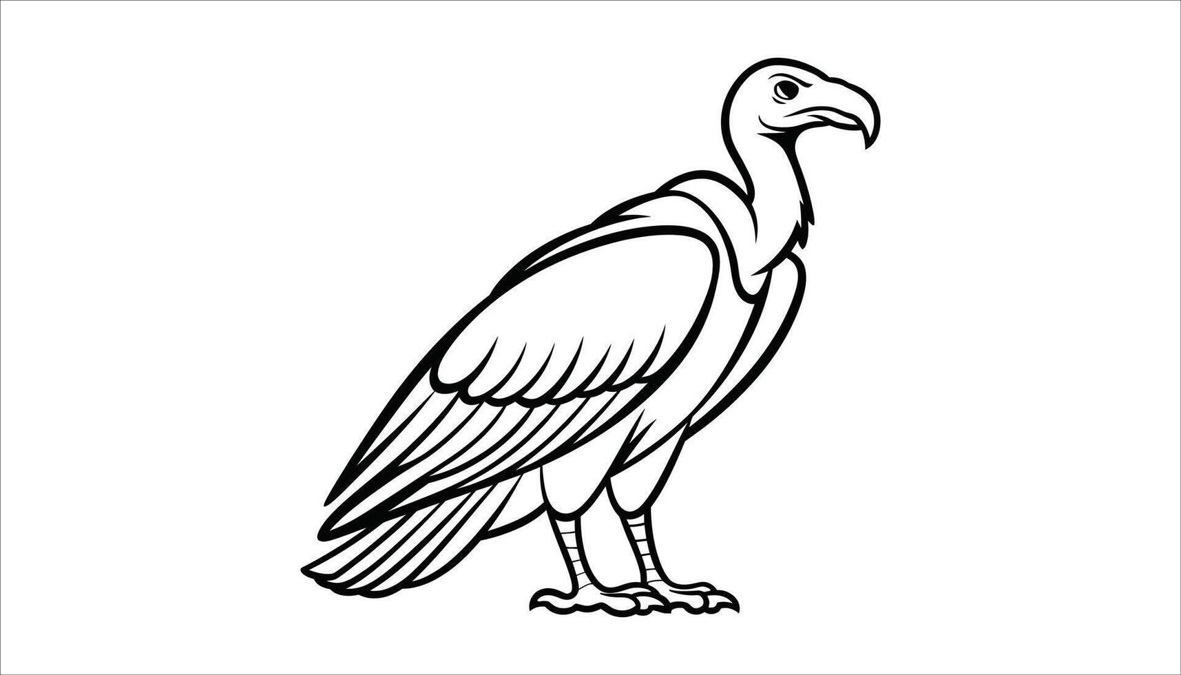 Vulture Silhouette Line Art. vector