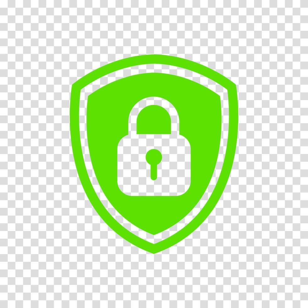 Security padlock inside shield icon symbolizing protection. Lock concept used for cybersecurity design, privacy shield, digital encryption, account safety or web interface security. vector