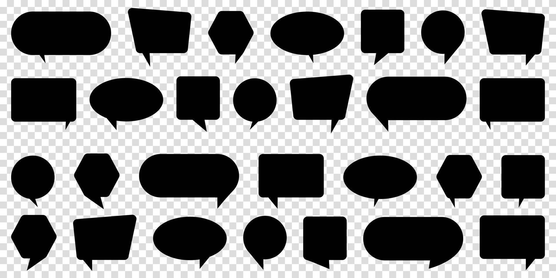 Collection of empty black speech bubble. Set of illustration on for design of web site or mobile app. vector