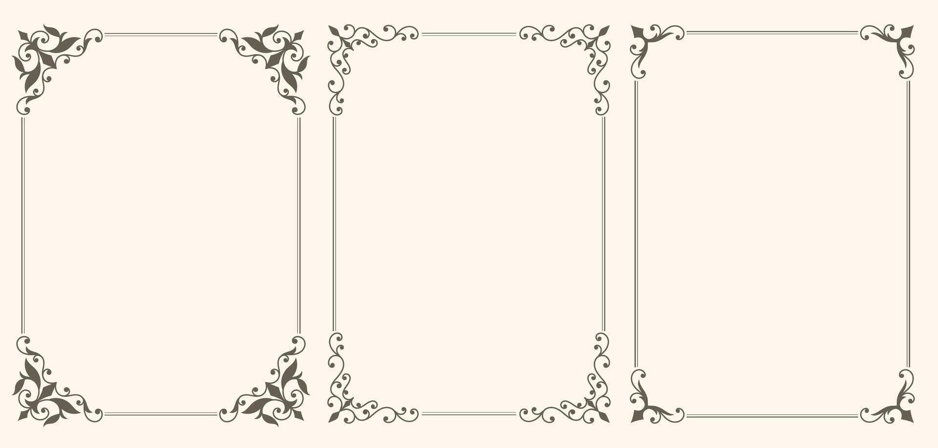 Set of vintage frames for invitations vector