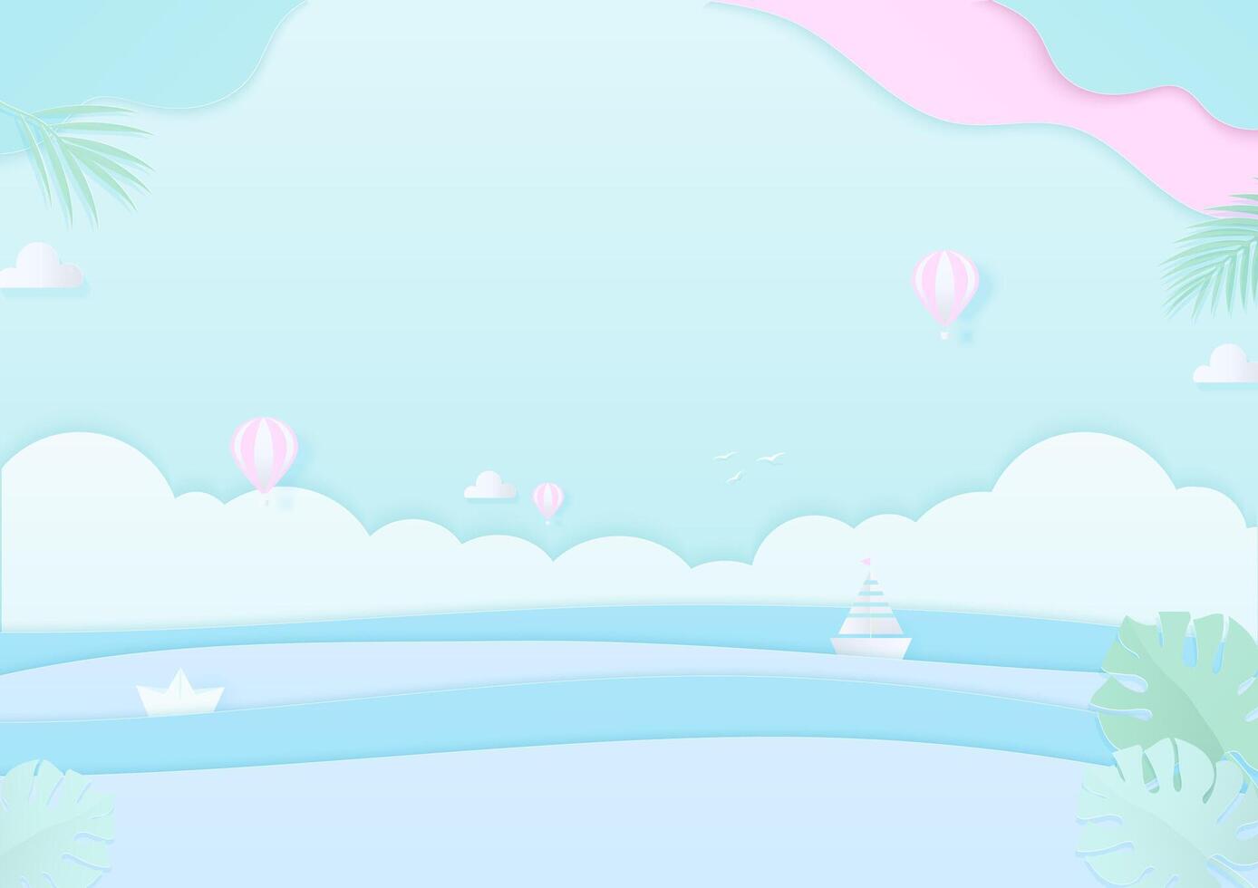 Pastel ocean scene background vector