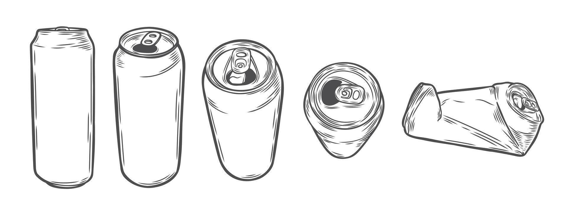 Hand drawn sketch of a beer can vector