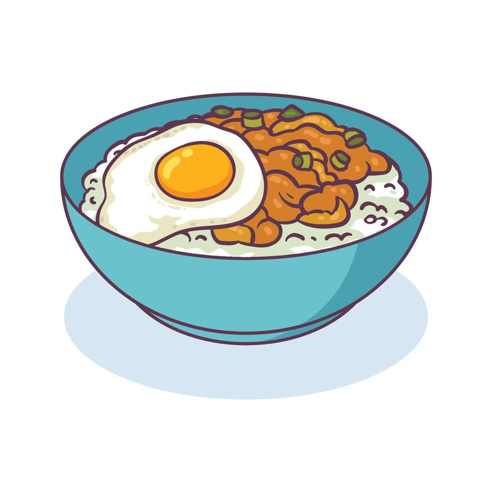hand drawn donburi food vector