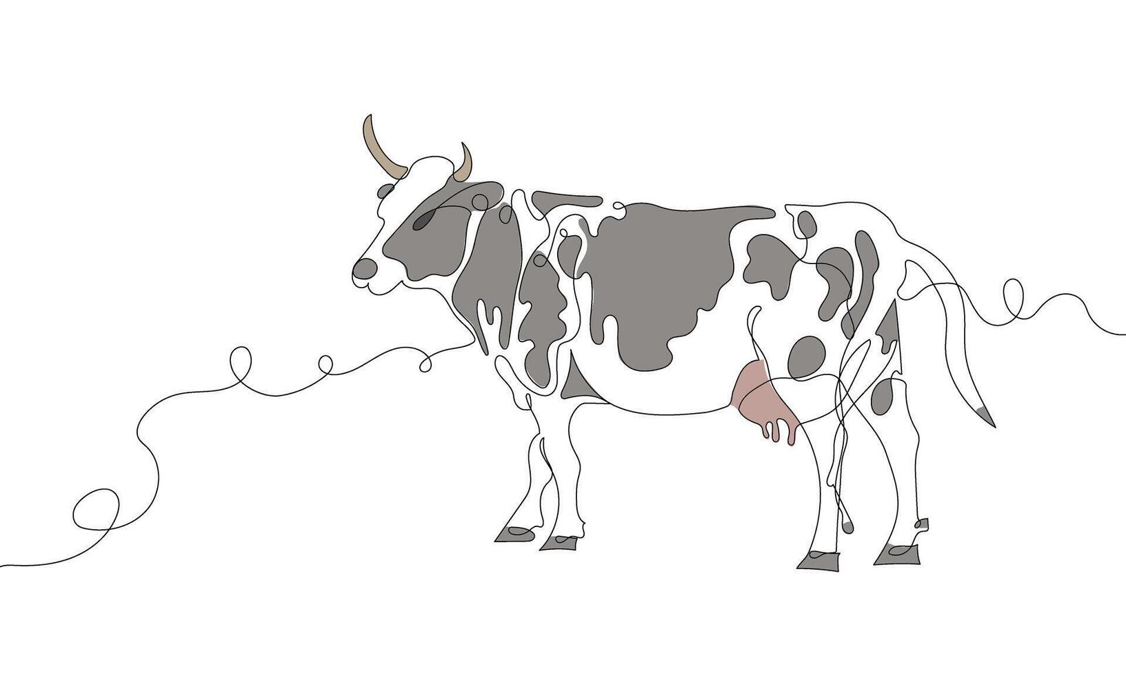 Cow Line Drawing with Abstract Design vector