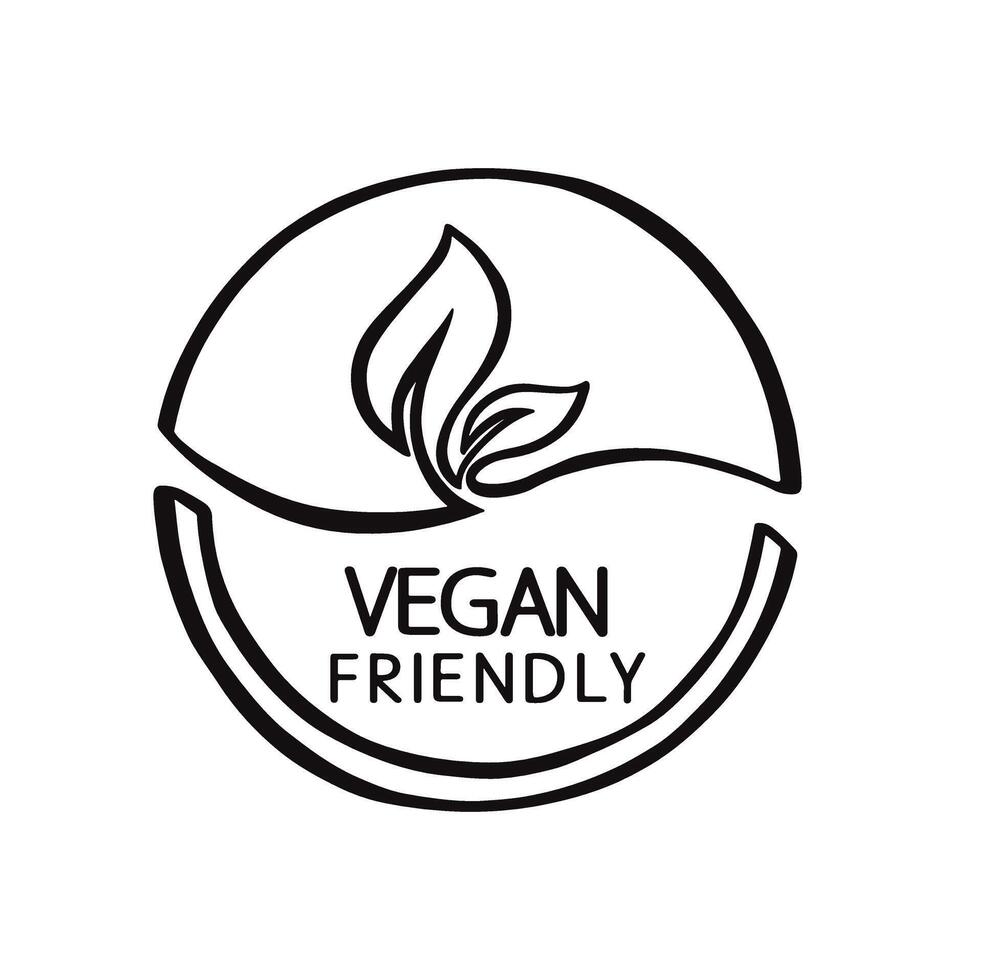 vegetarian friendly sign line hand drawn illustration vector