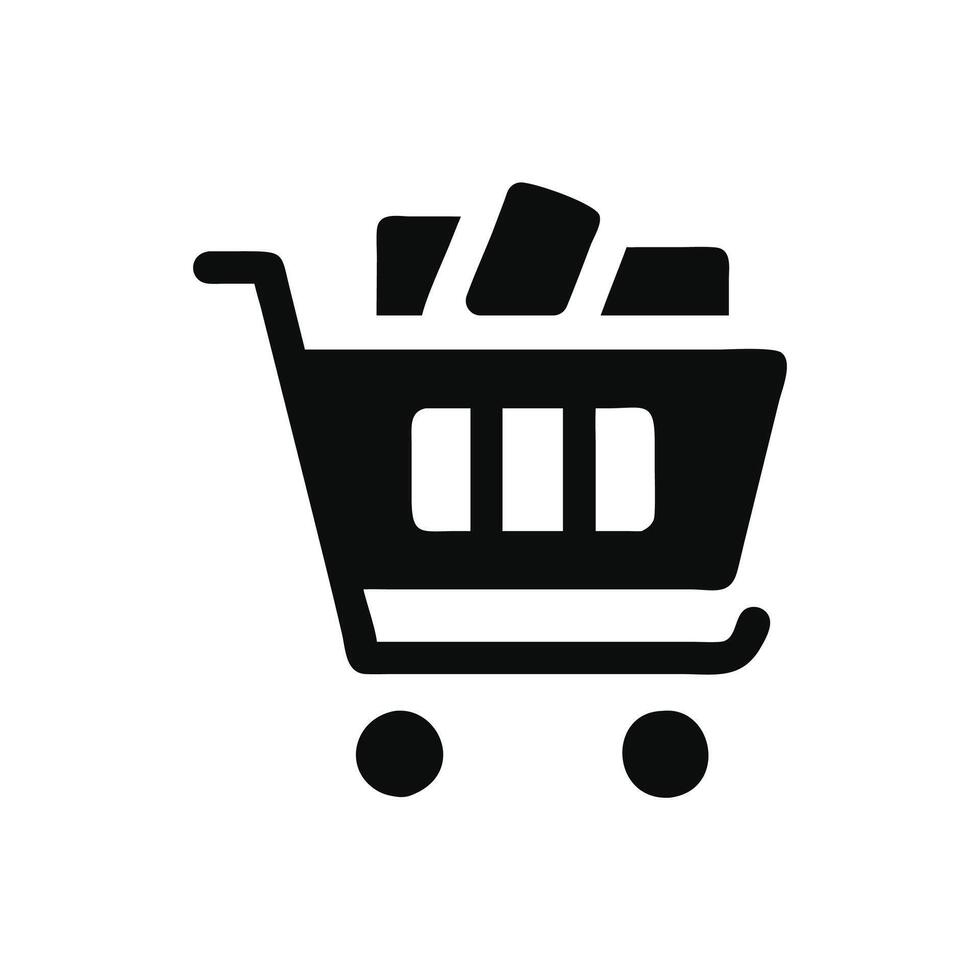 Shopping cart with items inside icon vector