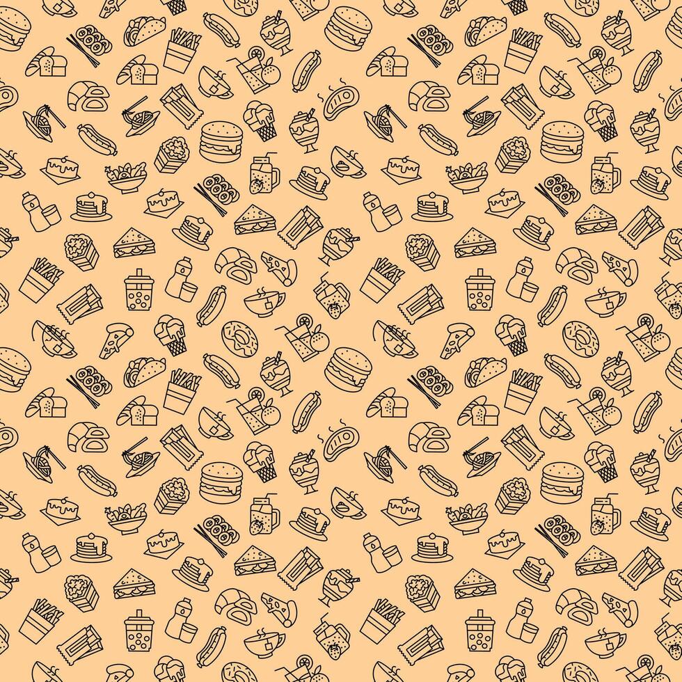 A seamless pattern with food items vector