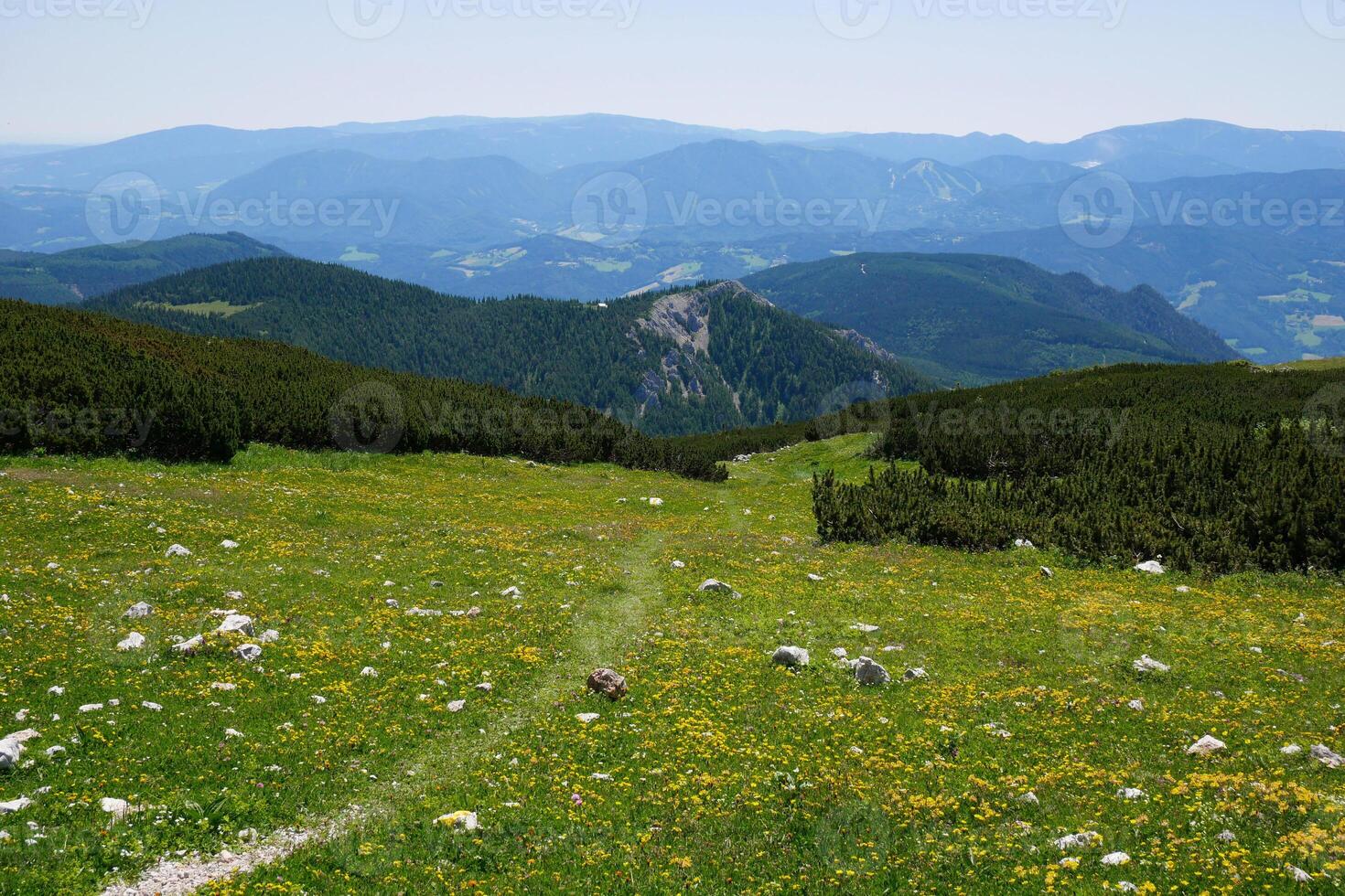 A mountain view of Puchberg am Schneeberg, Austrian Alps. Alpine scenery photo