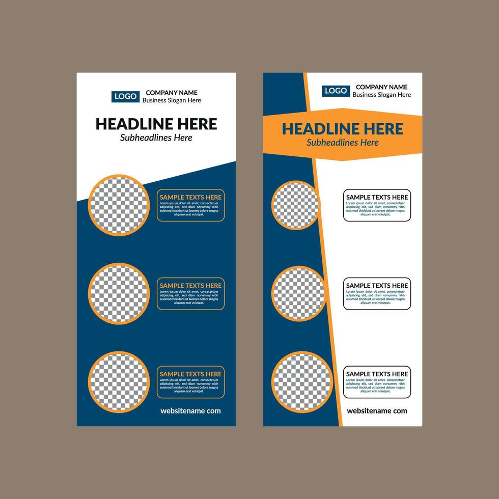 Modern Roll up Banner Design in Bundle. Classic Template Display for Promotional Campaign. vector