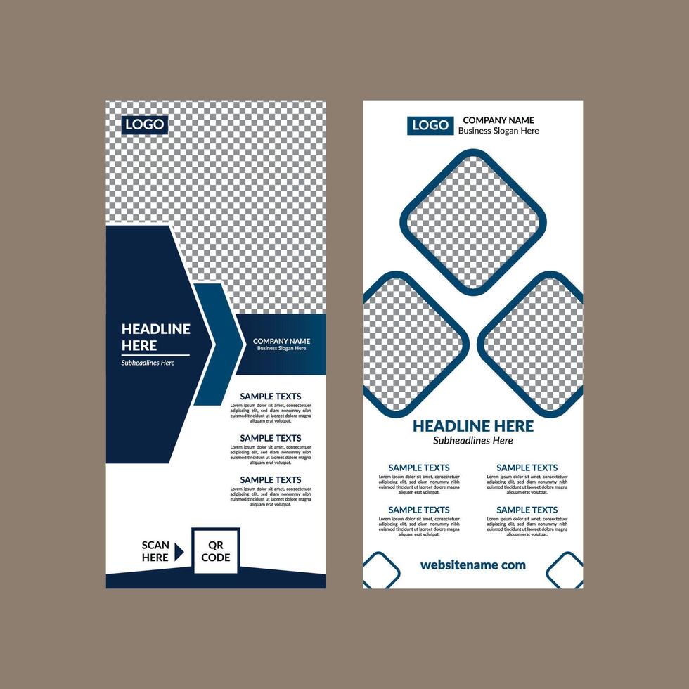 Modern Roll up Banner Design in Bundle. Dynamic Template Display for Promotional Campaign. vector