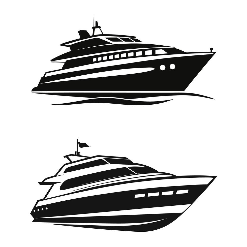 collection of yacht silhouette vector