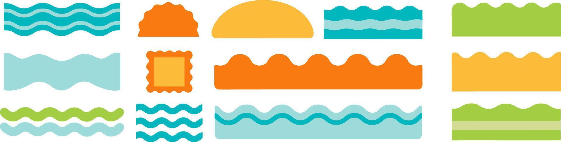 rectangular and round jagged abstract clouds and text boxes, Zig zag wavy shape frames vector