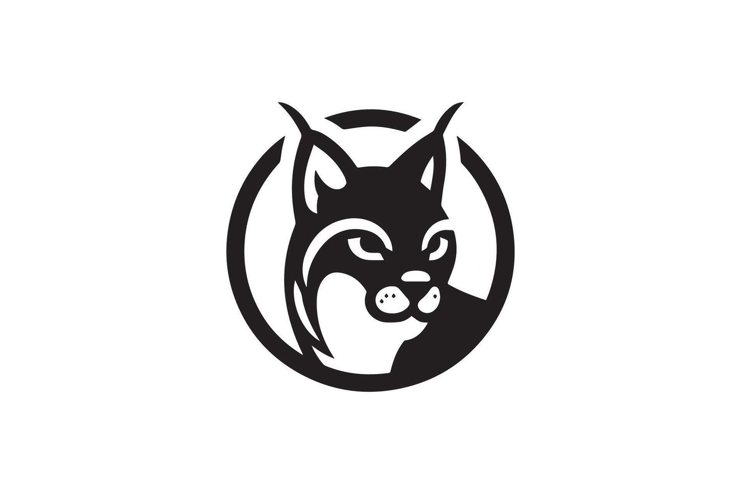 A black and white logo of a cat vector