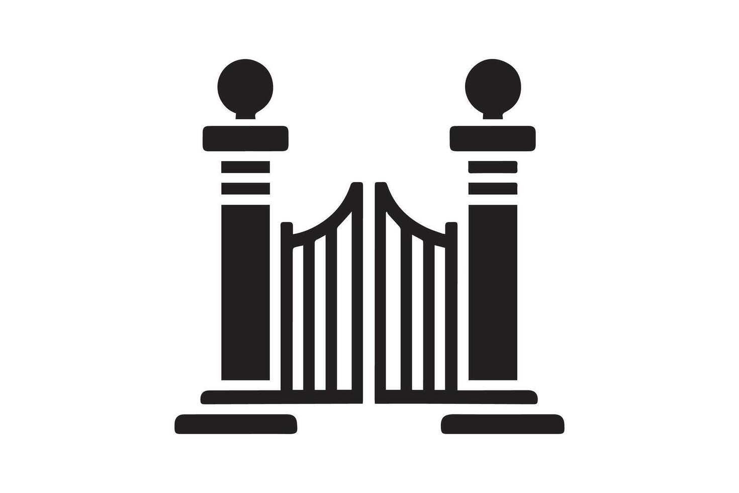 Gated entrance gate icon illustration vector
