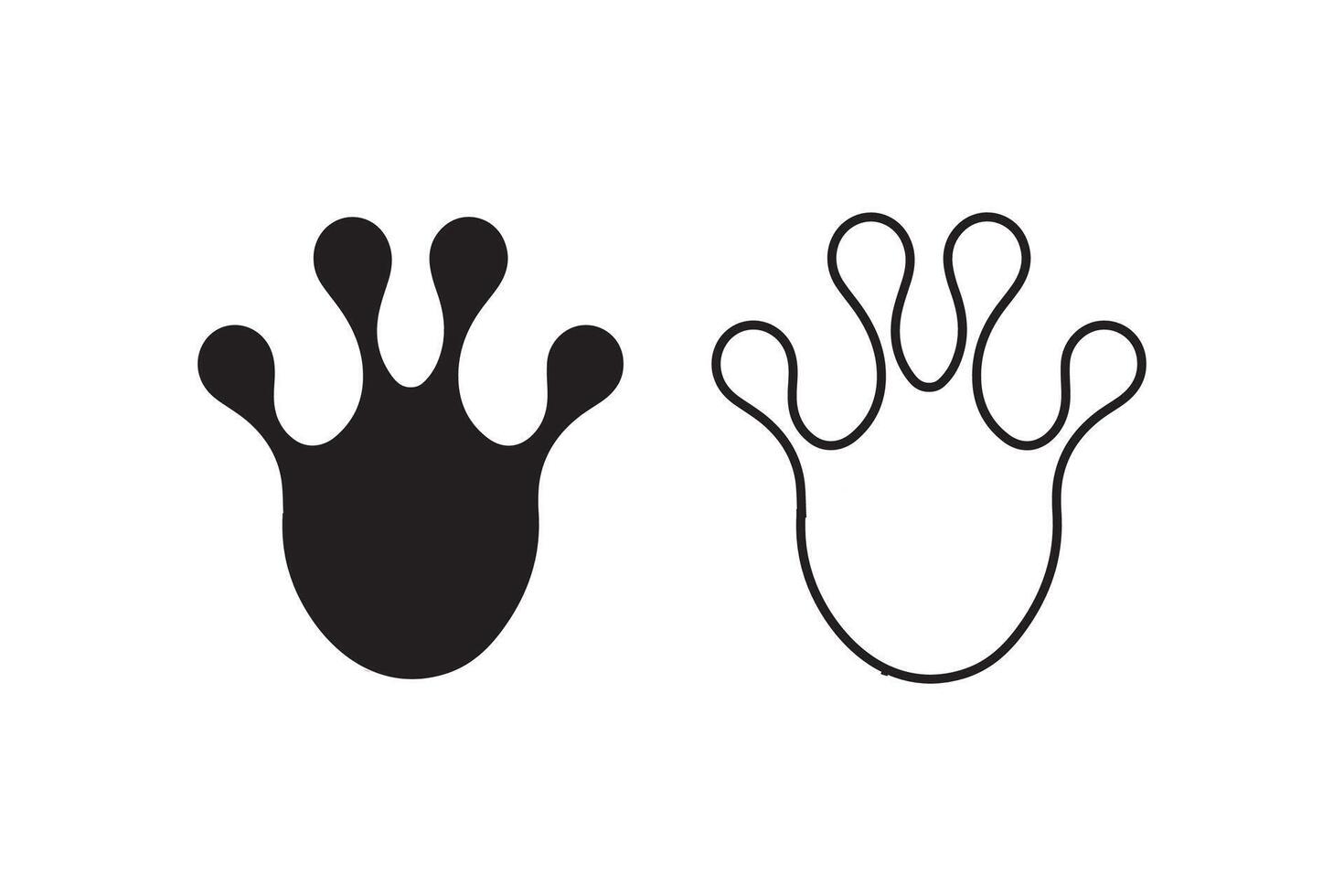 A black and white illustration of a hand and foot vector