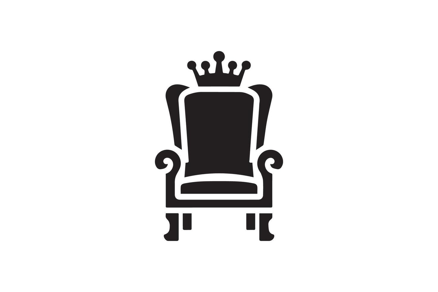 The throne icon is black and white vector